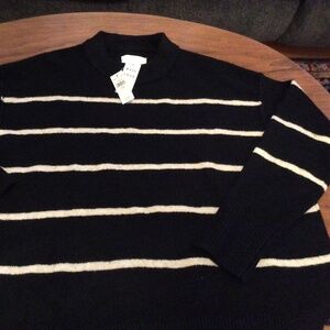 Aerie xxs sweater black and cream stripes
